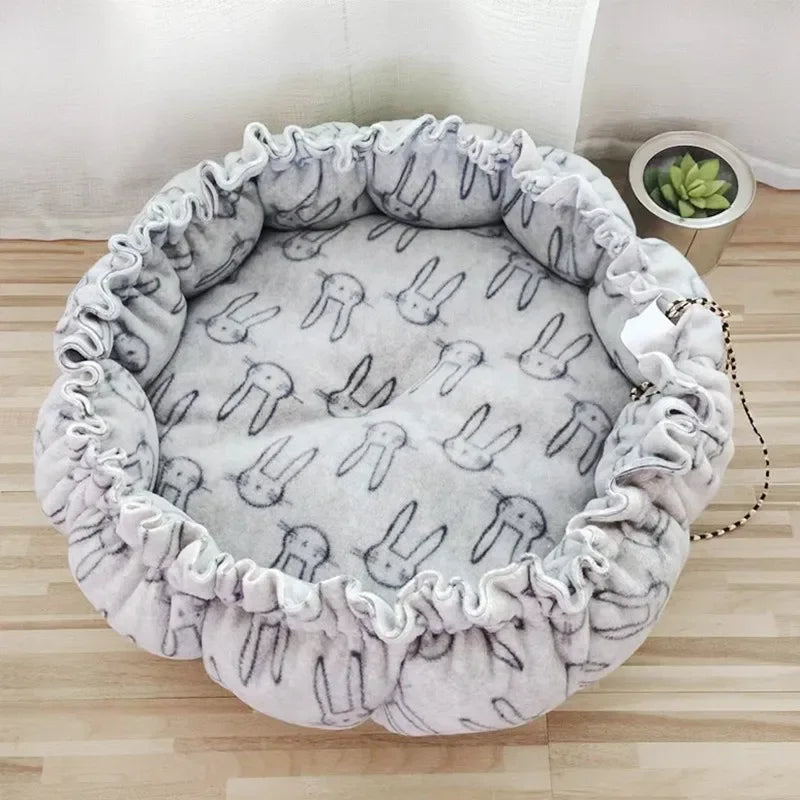 Creative Soft Warm Nest Dual-Use Pet Cushion for Cats Puppies Adjustable Pet Bed Pet Nest Bed Supplies Drawstring