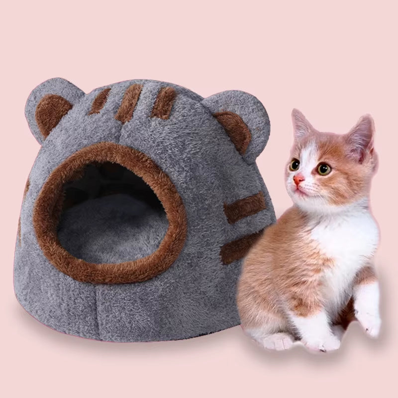 Pet Bed Sleeping House Puppy Nesting Cave Comfort Cat Bed Removable Kennel Bear Head Winter Warm Pet House for Cat and Dogs