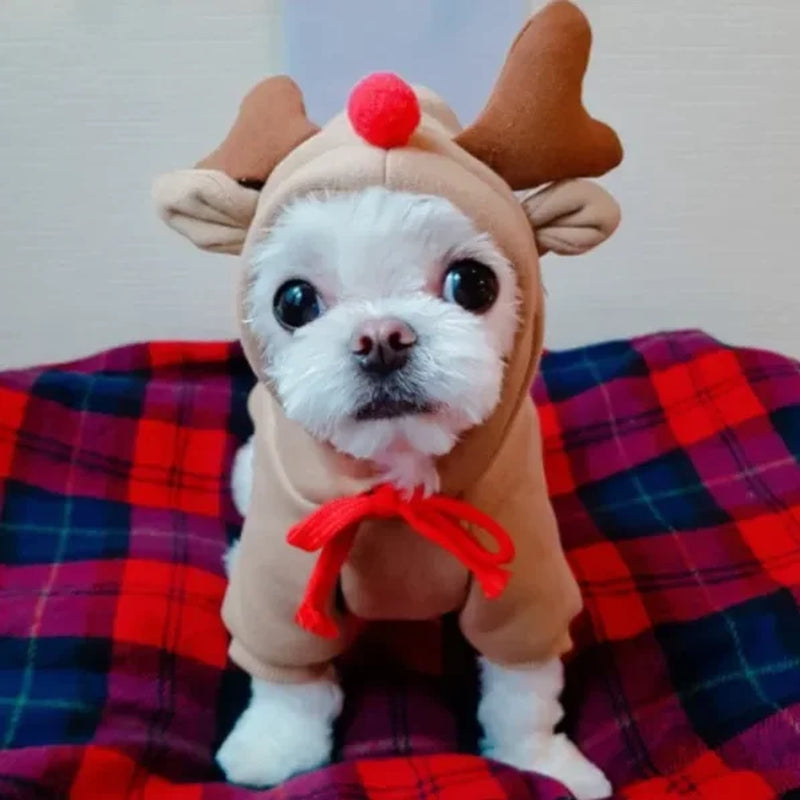 Cute Elk Dog Clothes Reindeer S/M/L Dogs Hoodies Warm Pet Clothing Puppy Cat Costume Coat Chihuahua Mouse Cheese Jacket Suit