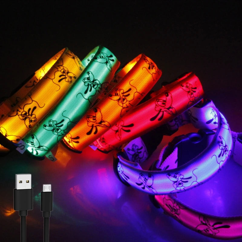 Adjustable LED Dog Collar Light USB Rechargeable Night Safety Luminous Glowing Collar Perro for Big Dogs Cat Necklace Accessorie