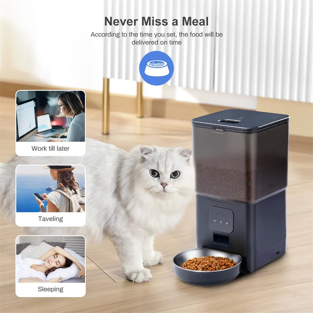 6L Tuya Wi-Fi or Button Automatic Timmer Pet Feeder Smart Feed Dog Cat Feeder App for Pet Voice Recorder Food Dispenser Bowl