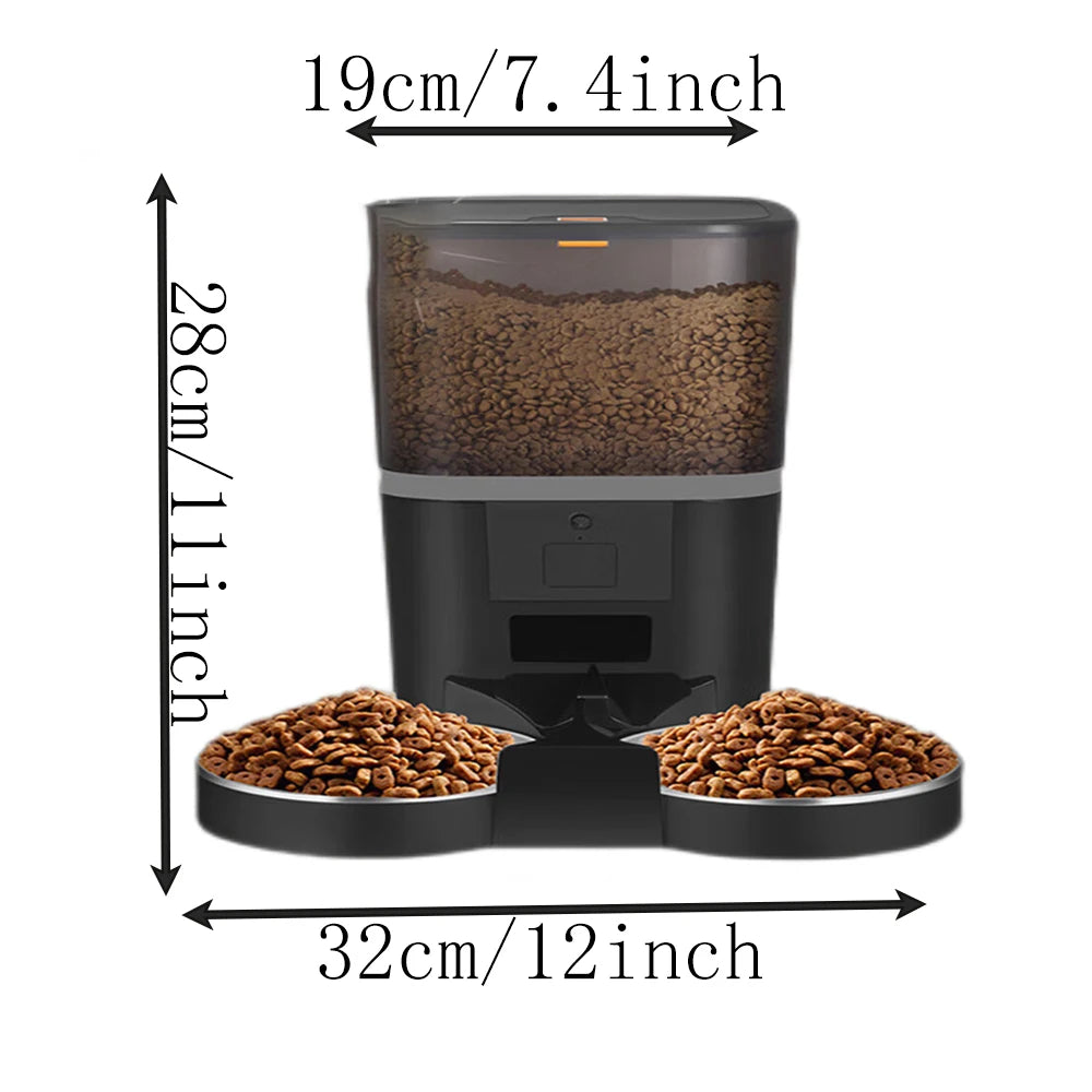 4L Large Capacity Automatic Cat and Dog Feeder Pet Timing Smart Eddy Current Cat Food Dispenser Remote Control Wifi Double Bowl