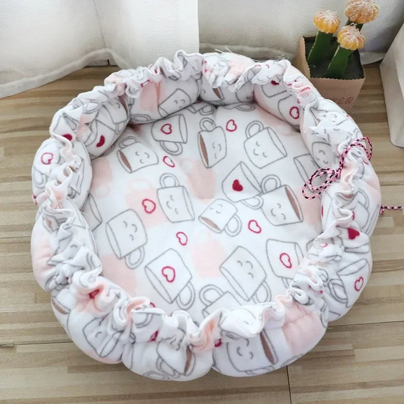Creative Soft Warm Nest Dual-Use Pet Cushion for Cats Puppies Adjustable Pet Bed Pet Nest Bed Supplies Drawstring