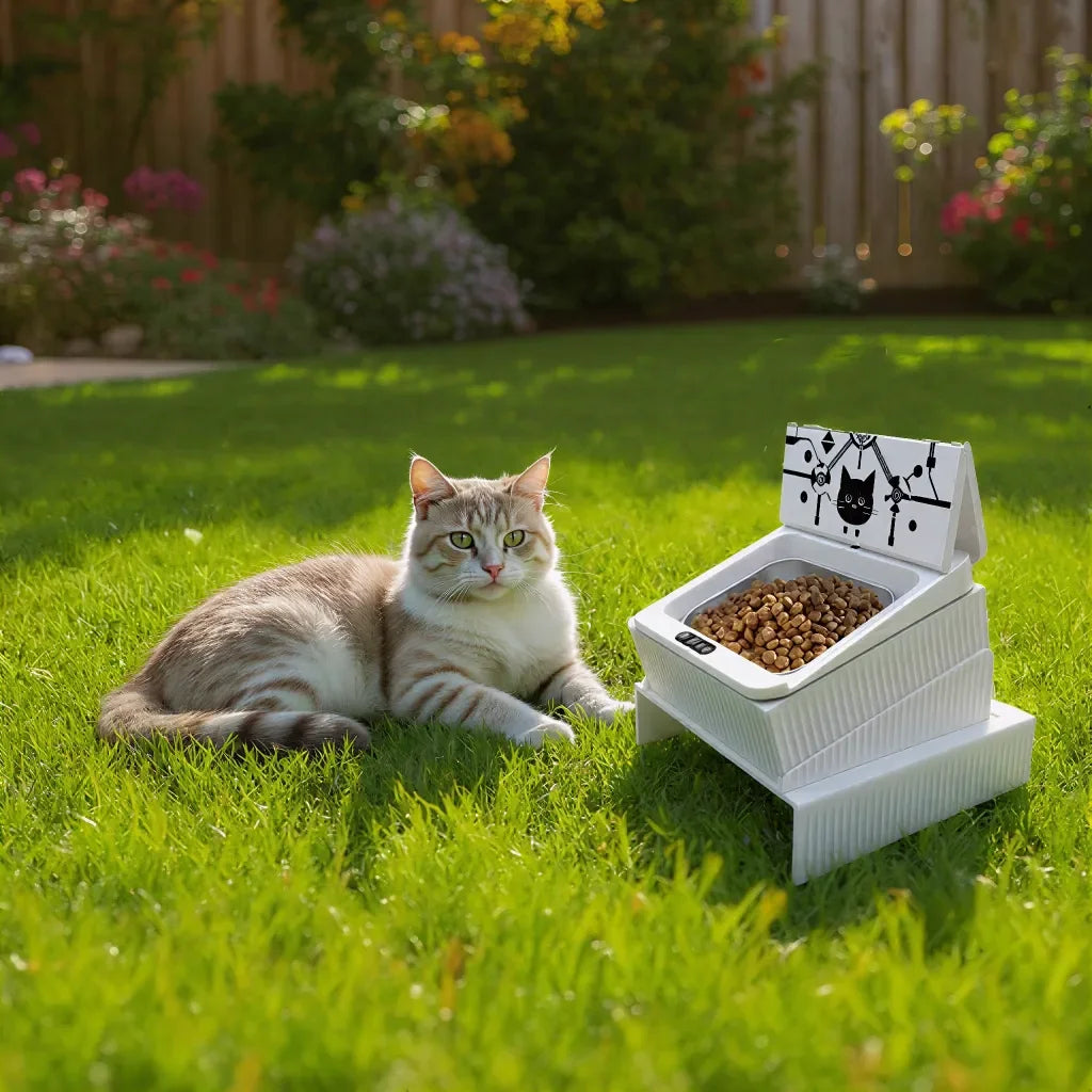 Comedero Automático Inteligente para Gatos con Microchip | Tazón con Sensor Infrarrojo, Tapa Sellada y Batería Duradera