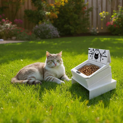 Comedero Automático Inteligente para Gatos con Microchip | Tazón con Sensor Infrarrojo, Tapa Sellada y Batería Duradera