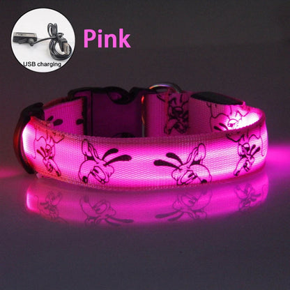 Adjustable LED Dog Collar Light USB Rechargeable Night Safety Luminous Glowing Collar Perro for Big Dogs Cat Necklace Accessorie