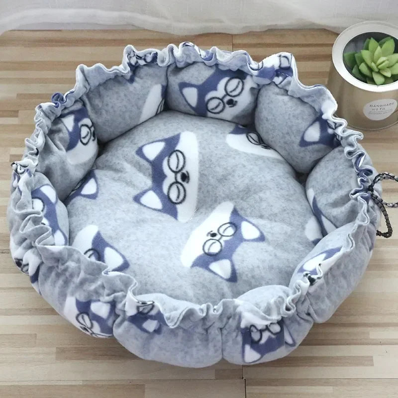 Creative Soft Warm Nest Dual-Use Pet Cushion for Cats Puppies Adjustable Pet Bed Pet Nest Bed Supplies Drawstring