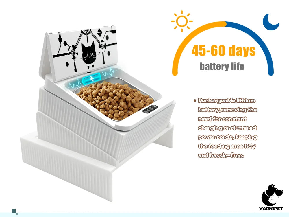 Comedero Automático Inteligente para Gatos con Microchip | Tazón con Sensor Infrarrojo, Tapa Sellada y Batería Duradera