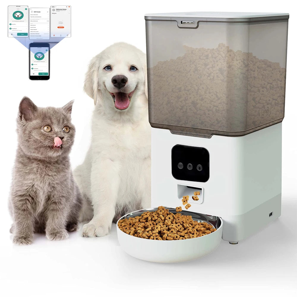 6L Tuya Wi-Fi or Button Automatic Timmer Pet Feeder Smart Feed Dog Cat Feeder App for Pet Voice Recorder Food Dispenser Bowl